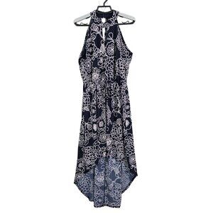 Womens En Focus Studio Blue & White Floral High Low Halter Maxi Dress Size 8